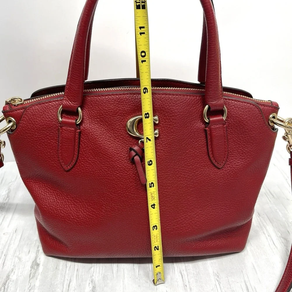 Coach Remi 1317 Satchel True Red Pebbled‎ Leather Crossbody Handbag Preowned